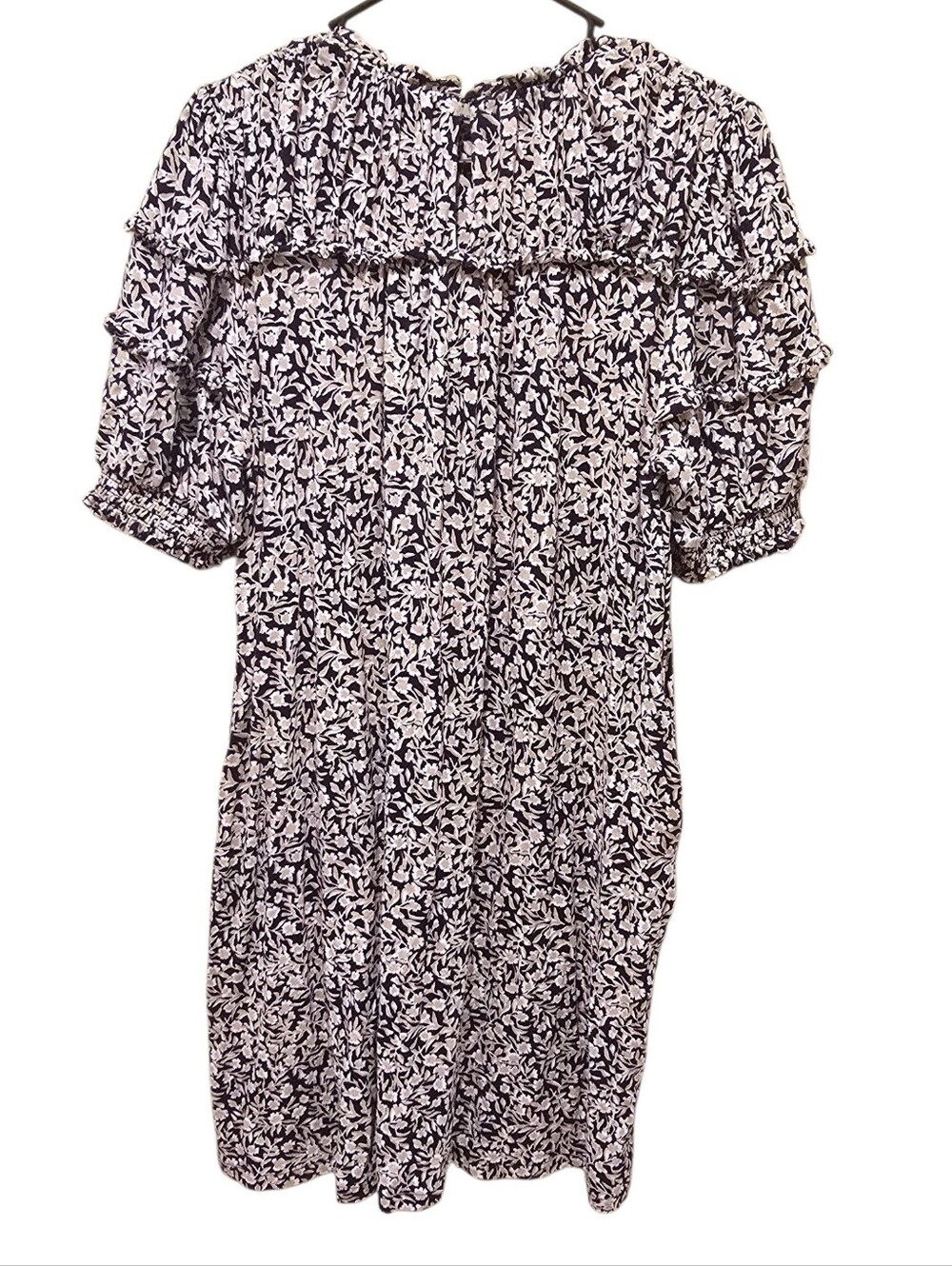 Boden Navy and Cream Floral Yoke Detail Jersey Midi Dress Size 10 - Picture 3 of 9